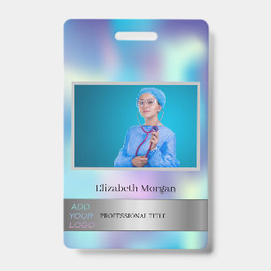 Employee Photo Holographic Add Your Logo ID Badge
