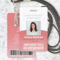 Employee Photo ID Barcode Your Logo Pink Curve