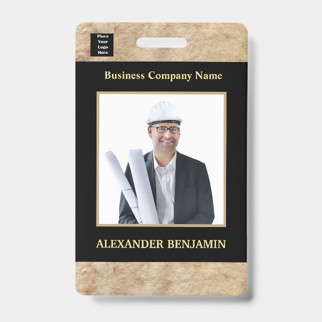 Employee Photo Id Card Logo Bar Code Custom  Badge (Front)