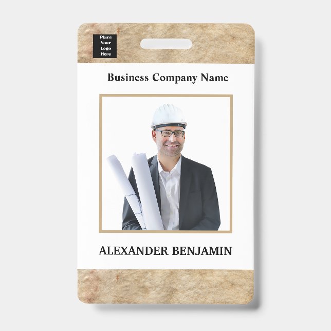 Employee Photo Id Card Logo Bar Code Custom  Badge (Front)