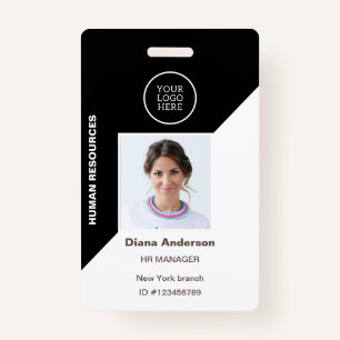 Employee Photo ID Company logo Black Security ID Badge