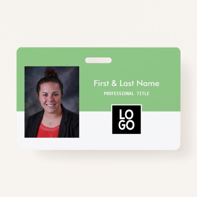 Employee Photo ID Company Personalised Mint Green ID Badge (Front)
