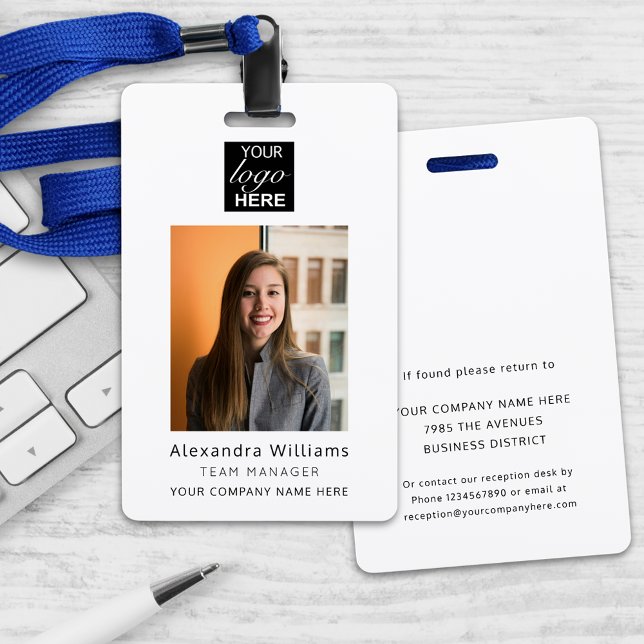 Employee photo ID Company Security Badge (Custom business square your logo here employee photo id security badge modern professional )