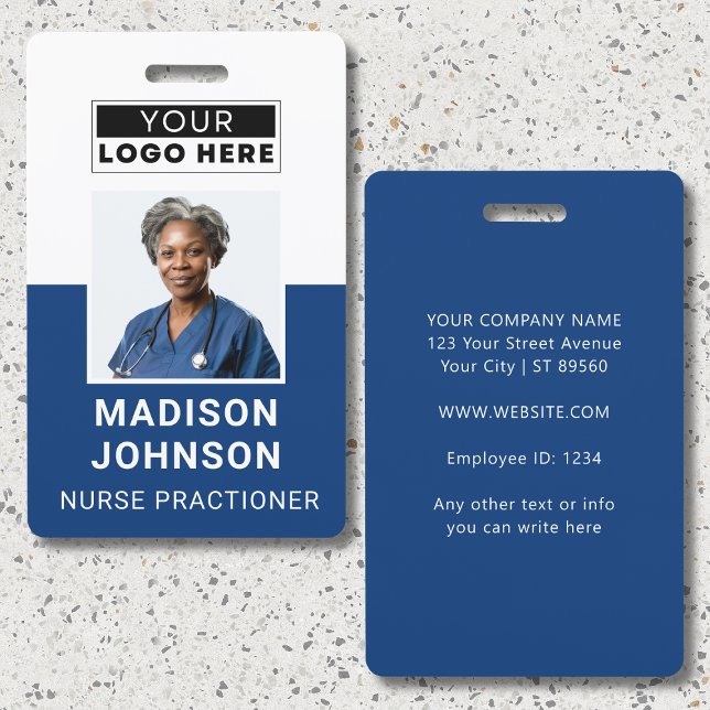 Employee Photo ID Company Security Badge Navy (Creator Uploaded)