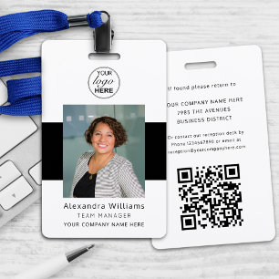Employee Photo ID Corporate Logo QR Code Security Badge