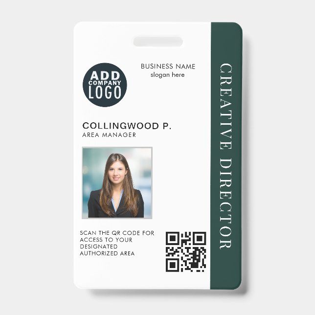 Employee Photo ID Custom QR Code Custom Badge (Front)
