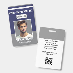 Employee Photo ID - Grey, White, Navy Blue Badge