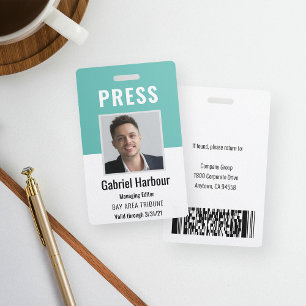 Employee Photo ID Journalist Press Pass ID Badge