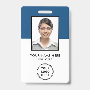 Employee Photo ID Logo Bar Code Blue Badge