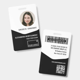 Employee Photo ID Logo Barcode QR Code Name Title Badge