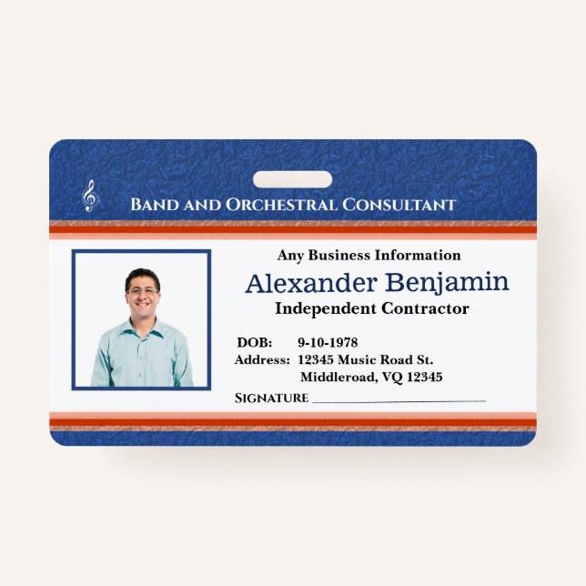 Employee Photo ID Logo Music Conductor Custom ID Badge (Front)