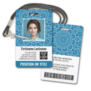 Employee Photo ID - modern mandala, logo, bar code Badge