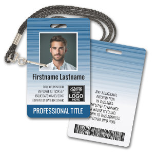 Employee Photo ID - modern stripes, logo, bar code Badge