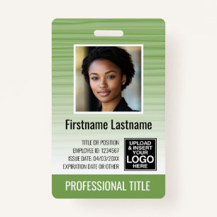 Employee Photo ID - modern stripes, logo, bar code ID Badge