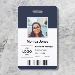 Employee Photo ID QR Code Dark Blue Badge