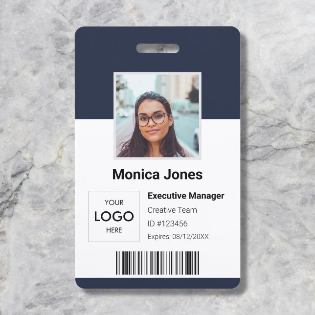 Employee Photo ID QR Code Dark Blue Badge (Creator Uploaded)