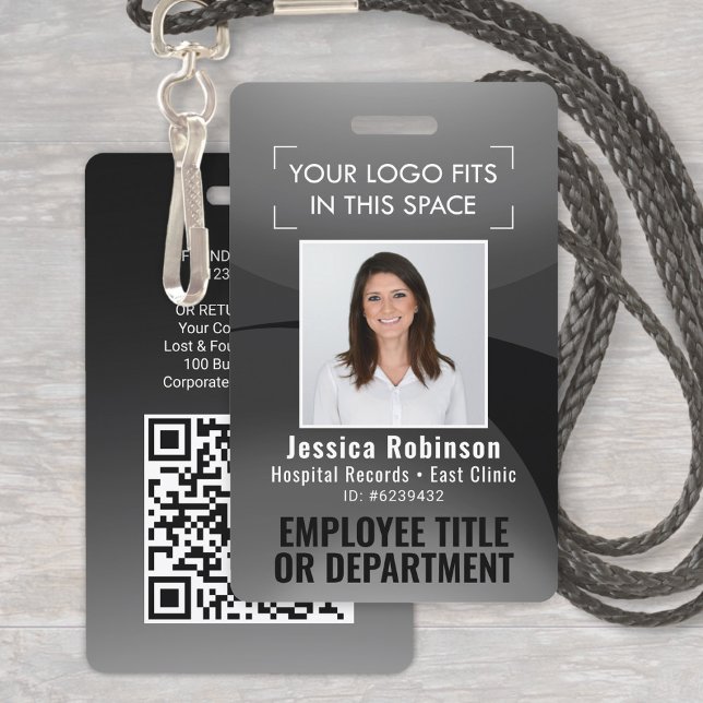 Employee Photo ID QR Code Your Logo Black Arc Badg ID Badge (Creator Uploaded)