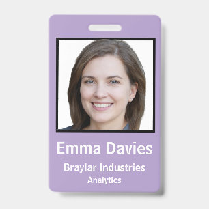 Employee Photo ID with custom details Purple Badge