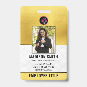 Employee Photo ID Your Logo Black Gold  Badge