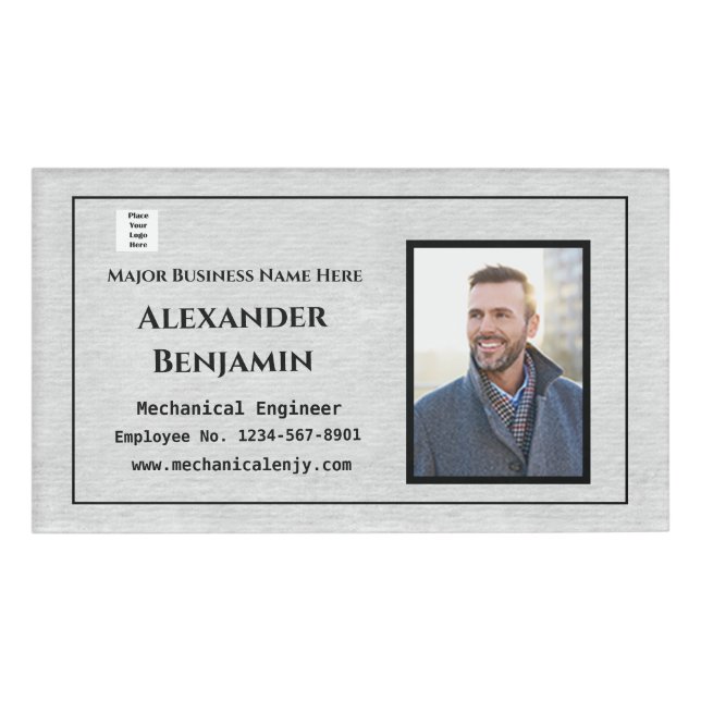 Employee Photo Identification ID Custom  Name Tag (Front)