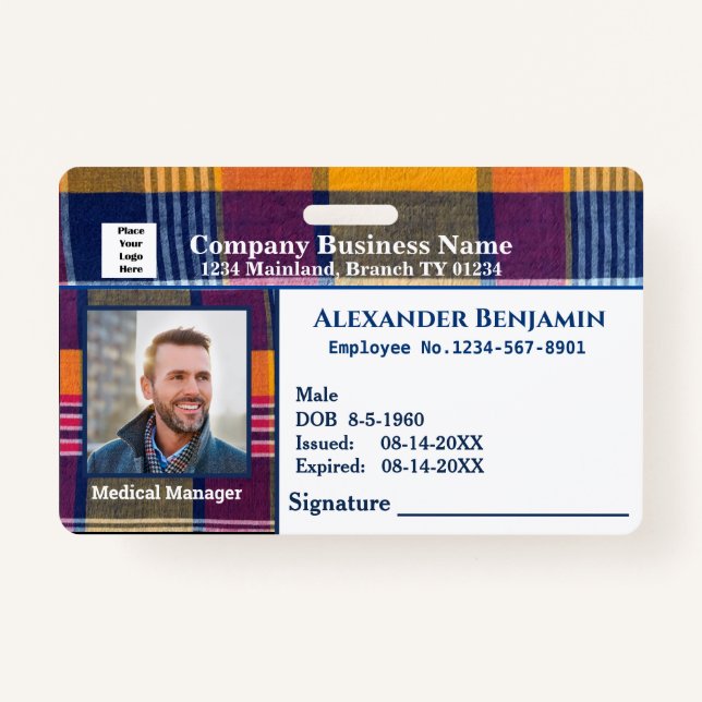 Employee Photo Logo Bar Code ID Card ID Badge (Front)