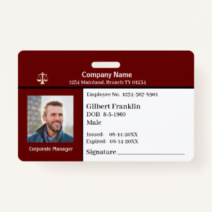 Employee Photo Logo Bar Code Name Custom Badge ID Badge