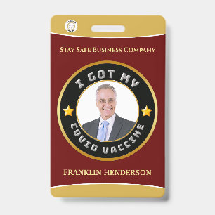 Employee Photo Logo Covid Vaccinated Custom Badge ID Badge