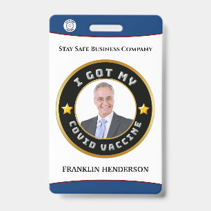 Employee Photo Logo Covid Vaccinated Custom Badge ID Badge