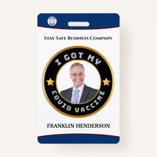 Employee Photo Logo Covid Vaccinated Custom Badge ID Badge