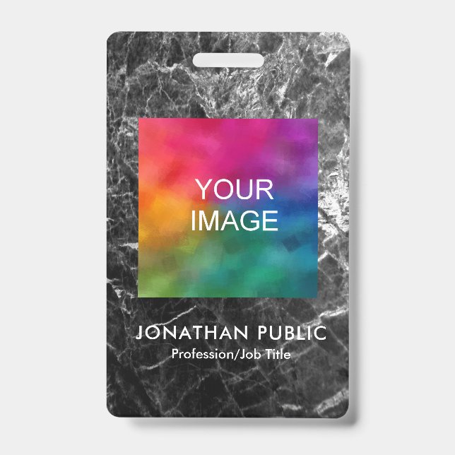 Employee Photo Logo Name And Title Modern ID Badge (Front)