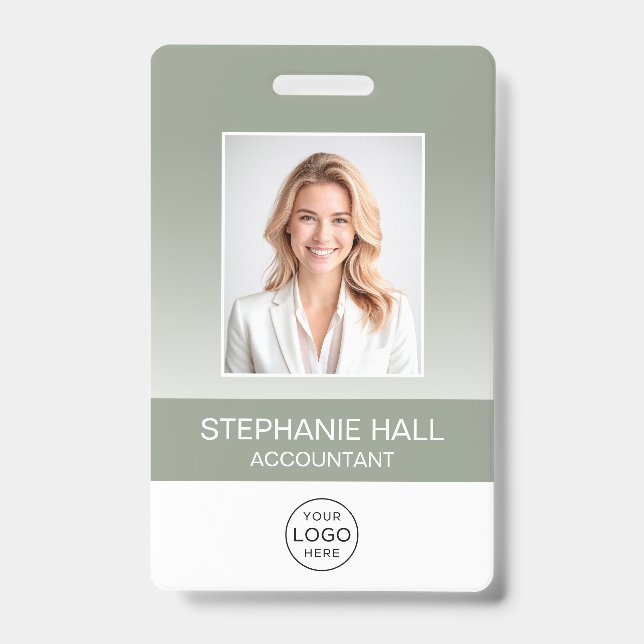 Employee Photo, Logo, Name Gradient ID Badge (Front)
