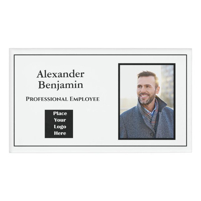 Employee Photo Logo Name ID Identification Modern Tag (Front)