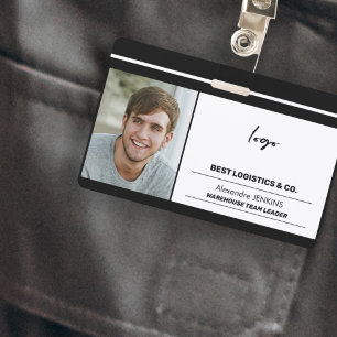 Employee photo logo text and bare code template ID badge