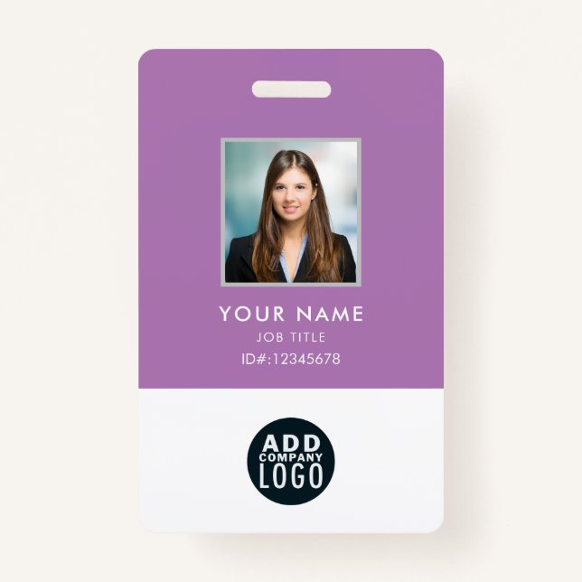 Employee Photo Name Badge Custom Barcode Logo ID Badge (Front)