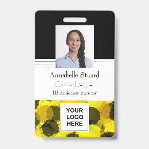 Employee Photo Name Bar Code Company Logo ID Badge
