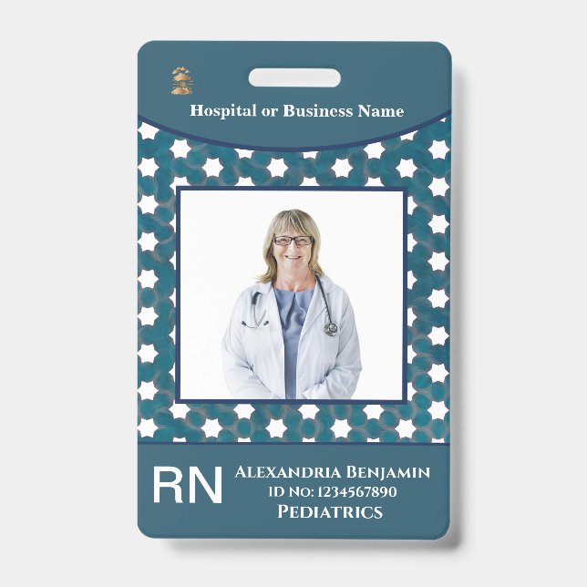 Employee Photo Name Bar Code Logo Custom ID Badge (Front)