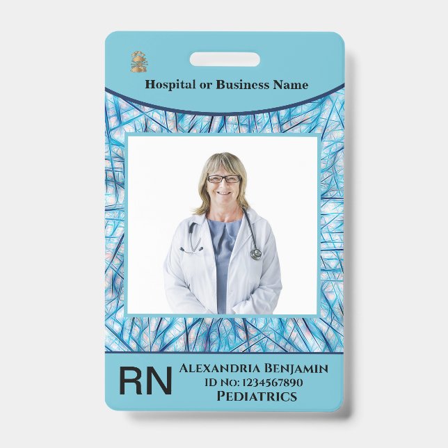 Employee Photo Name Bar Code Logo ID Badge (Front)