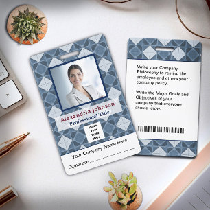 Employee Photo Name Bar Code Logo ID Card Custom ID Badge