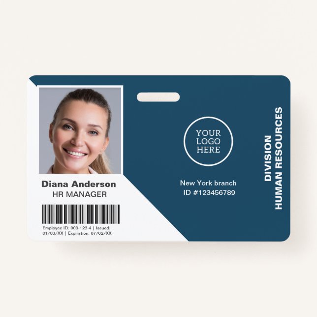 Employee Photo Name Company logo Barcode Security ID Badge (Front)