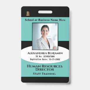 Employee Photo Name ID Card Bar Code Logo Custom Badge