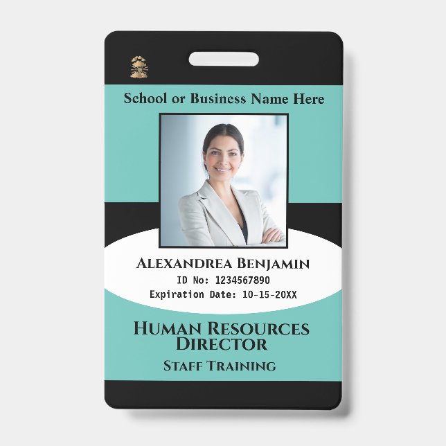 Employee Photo Name ID Card Bar Code Logo Custom Badge (Front)