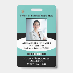 Employee Photo Name ID Card Logo Bar Code Custom Badge
