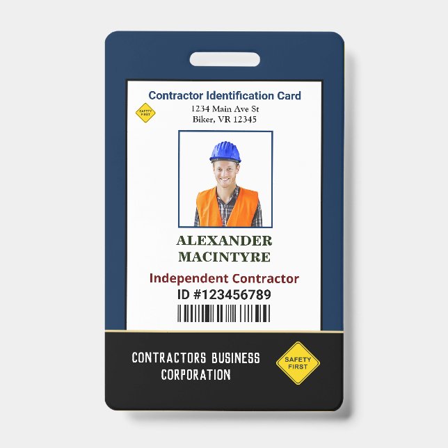 Employee Photo Name ID Identification Card Custom Badge (Front)
