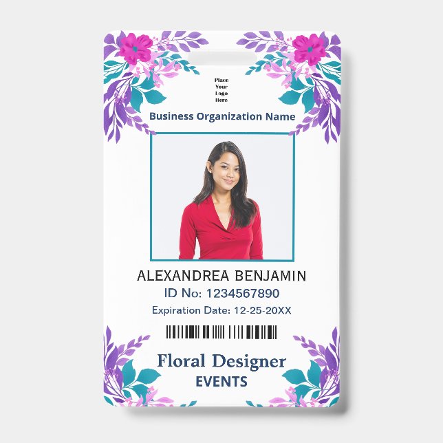 Employee Photo Name ID Identification Card Custom Badge (Front)