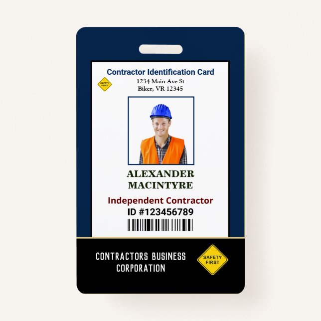 Employee Photo Name ID Identification Card Custom ID Badge (Front)