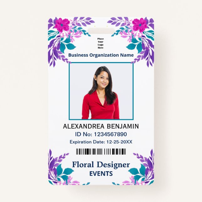 Employee Photo Name ID Identification Card Custom ID Badge (Front)