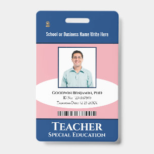 Employee Photo Name Logo Bar Code Custom   ID Badge