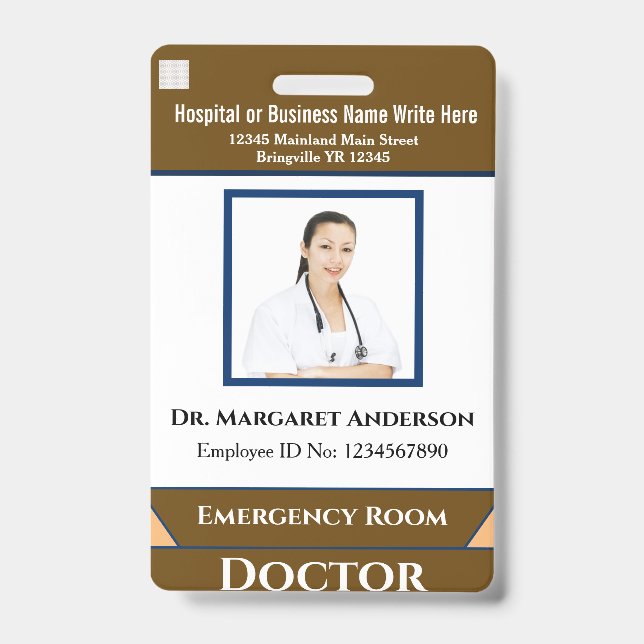 Employee Photo Name Logo Bar Code Custom ID Badge (Front)