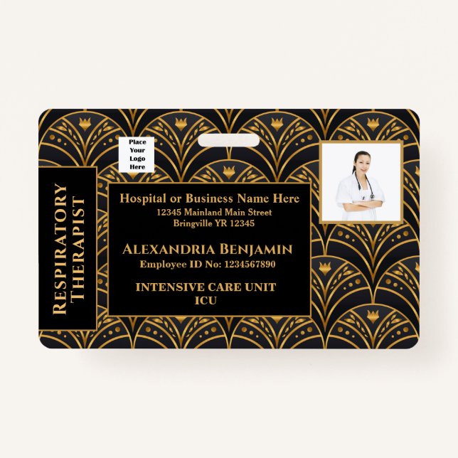 Employee Photo Name Logo Bar Code Hospital ID Badge (Front)