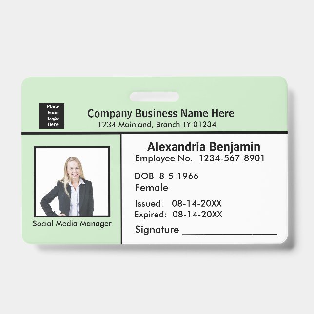 Employee Photo Name Logo Bar Code ID Card Custom Badge (Front)